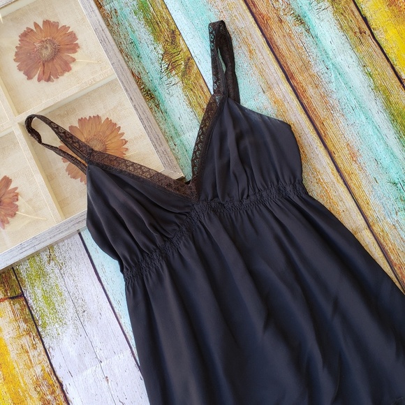 Cynthia Vincent Black Silk Lace Trim Slip Dress XS - Picture 2 of 7